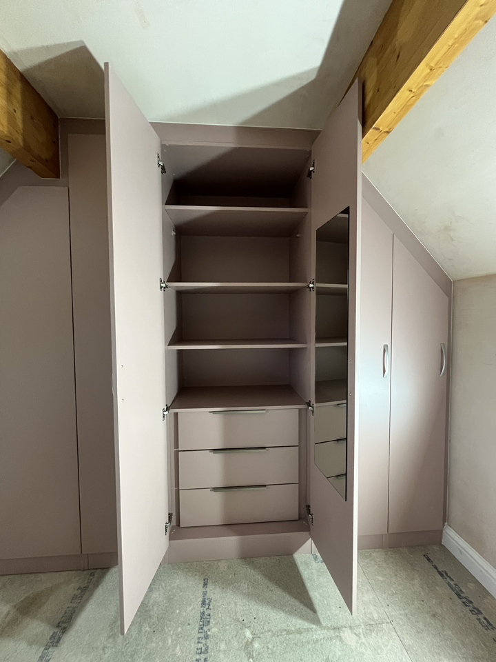 Simply angled wardrobe in Blush Pink