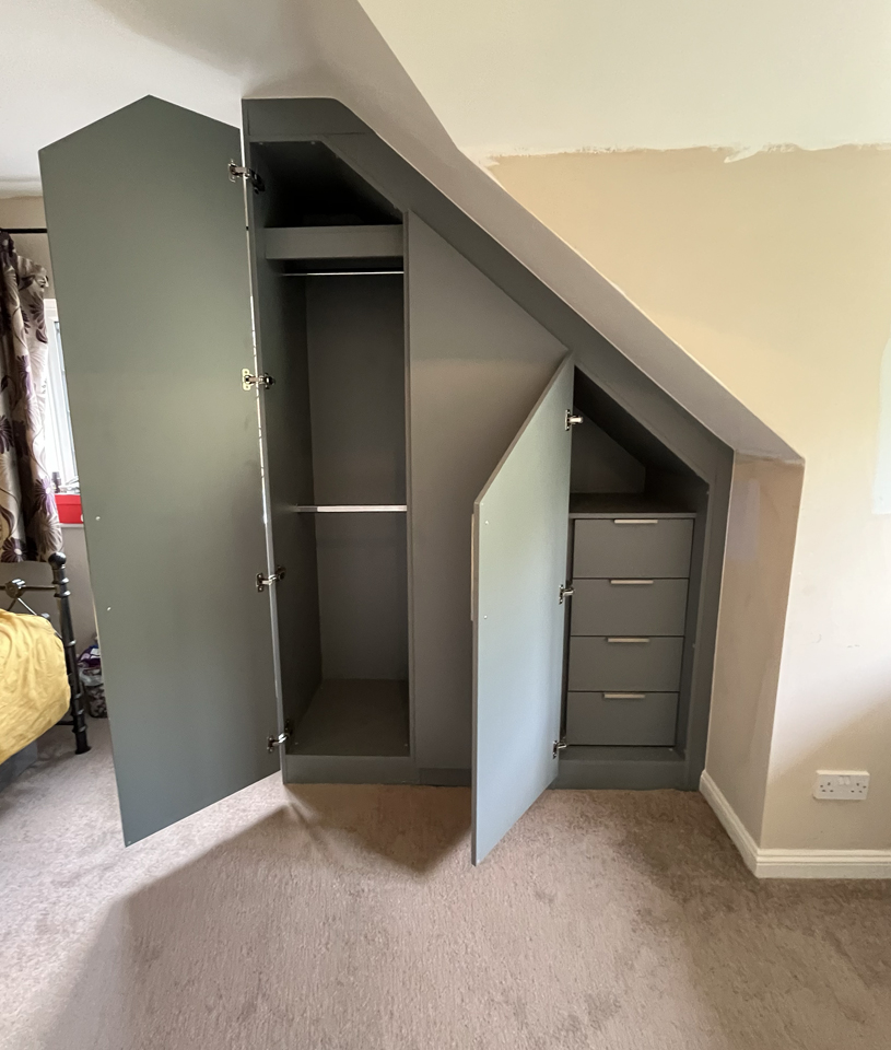 Simply angled wardrobe in Monument Grey