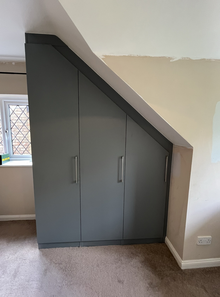 Simply angled wardrobe in Monument Grey